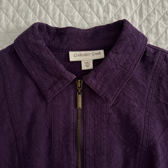 Coldwater Creek Embossed Textured Jacket Full Zip Purple Petite 8 - Picture 2 of 9